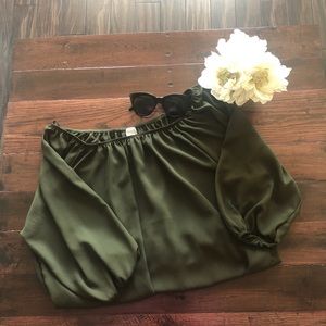 Olive green off the shoulder top